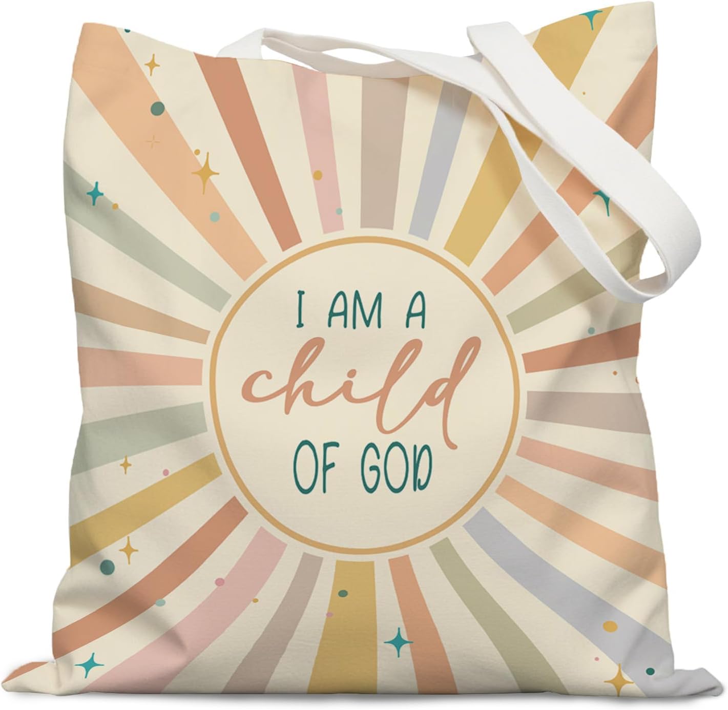 I am a Child of God Christian Bible Verse Tote Bag, Christian Gifts for Women, Retro Boho Sunshine Canvas Tote Bags for Women, Bible Verse Gifts, Reusable Grocery Bags Shopping Bags
