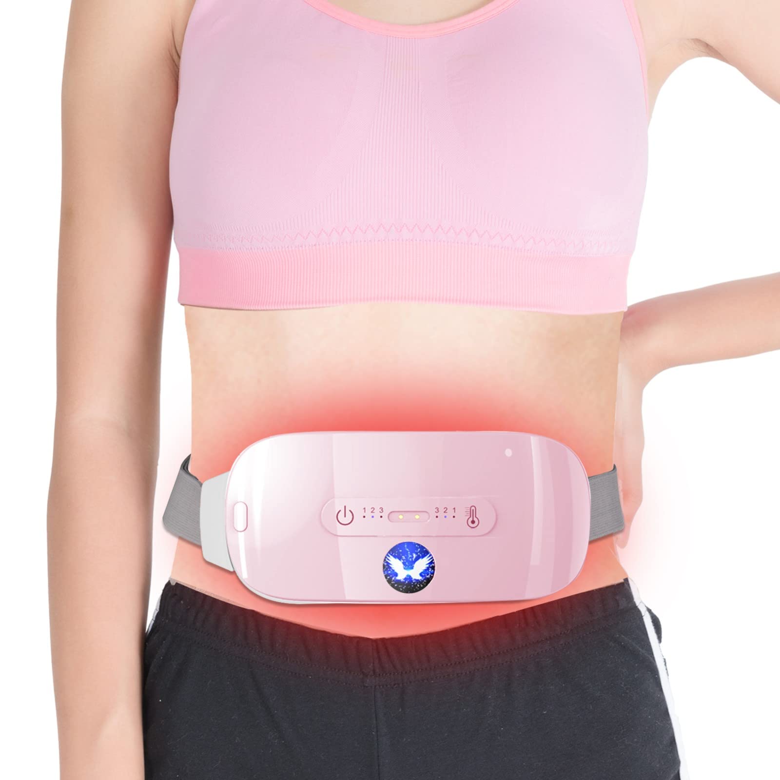Termoforo mestruale Portatile alla Moda, termoforo Senza Fili per alleviare Il disagio Fisico, crampi mestruali, 3 Livelli di Temperatura e Vibrazione, Ricarica induttiva