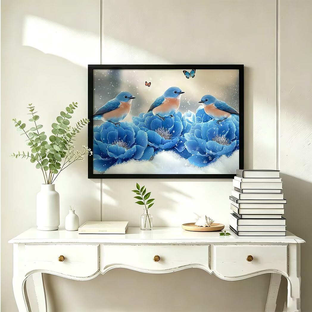 Kwadratowy diamentowy obraz 5D, niebieski, 60 x 80 cm - 36419