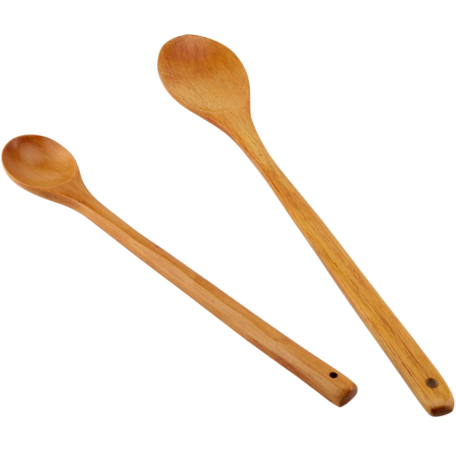 Lot De 2 Cuillères En Bois De Cuisine - Longueur 30cm, Manche Long, Antiadhésives, Idéales Pour Woks Et Poêles