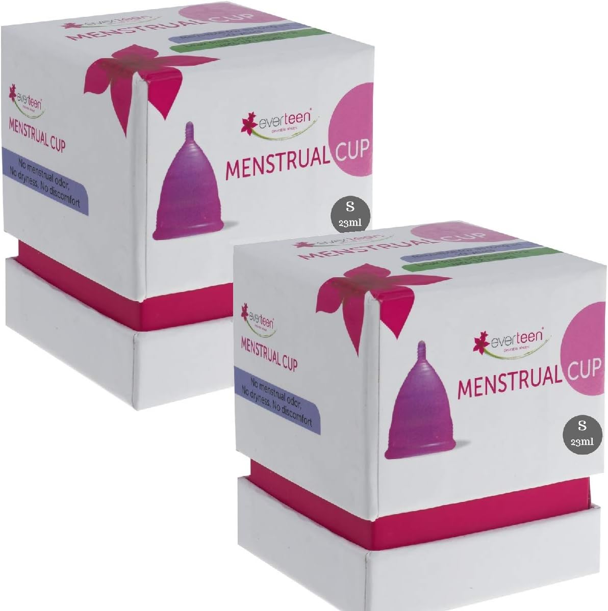 everteen® Medium Menstrual Cup (23ml) 2pcs - 12 hours leak-proof protection for women during periods