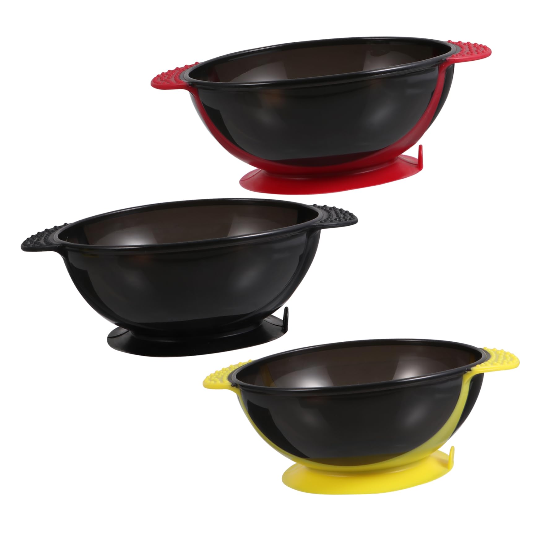 VICASKY 3pcs Silicone Hair Dyeing Bowls for Hairstylist Pink Hair Dyeing Cups Coloring Bowl Set Comfortable Handle for Salon Home Use