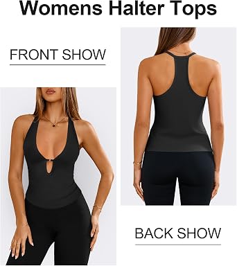 Hragc V Neck Halter Going Out Tops for Women Workout Racerback Tank