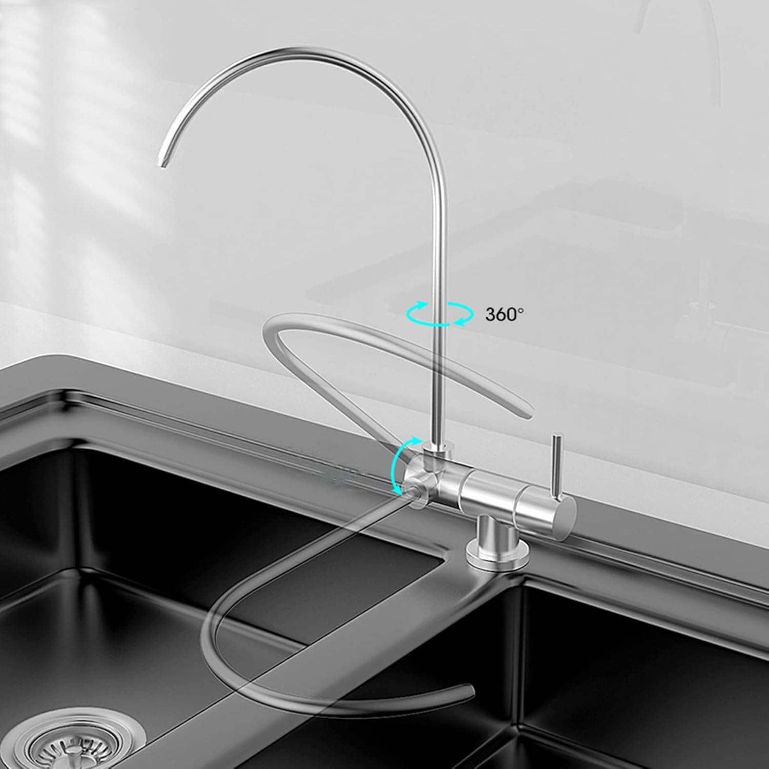 Kitchen Tap, Brushed Stainless Steel Folding Tap,360 Rotation Folding Kitchen Tap Drinking Water Tap
