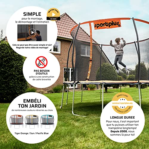 SportPlus | Trampoline pour Enfant Ø 305 & 366 cm, Cadre breveté, sécurisé grâce au Filet intérieur & à la Bordure, Trampoline extérieur Enfants & Adultes, Max 120 kg ou 150 kg – Image 7