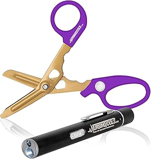Hummingbird 4-in-1 Medical Scissors - Trauma Shears with Penlight for Nurses, Students, Respiratory Therapists, Veterinarians, and Medical Professionals (Purple)