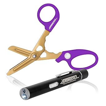 Nursing Tools Hummingbird 4-in-1 Medical Scissors Trauma Shears with Penlight, Nurse Kit for Students, EMTs, Respiratory Therapists & Medical Professionals Purple