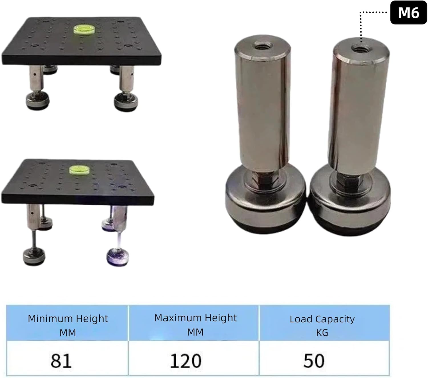 High Precision Optical Plate/Platform/Honeycomb Breadboard Accessories - Aluminum Handle Leveling Foot Height-Adjustable Foot Alignment Bar Vibration Pad Bracket Heavy-duty Height-Adjustable Foot=1pc