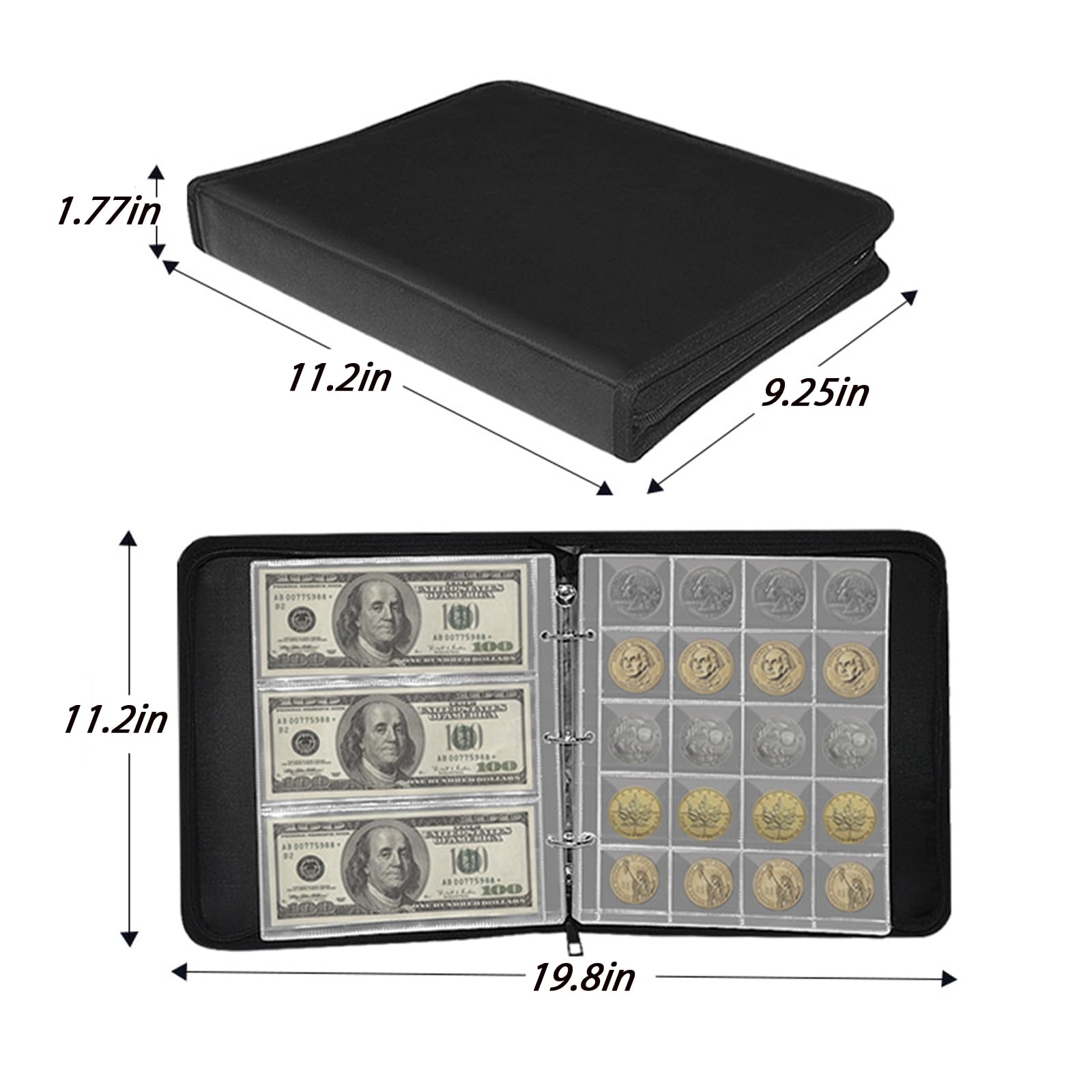 Münzbuch, feuerfeste Münzsammelbedarf, Münzhalter, Münzorganizer, Binderalbum für Währung, Pennies, Briefmarke, Aufbewahrung, Geldaufbewahrungskoffer für Sammler