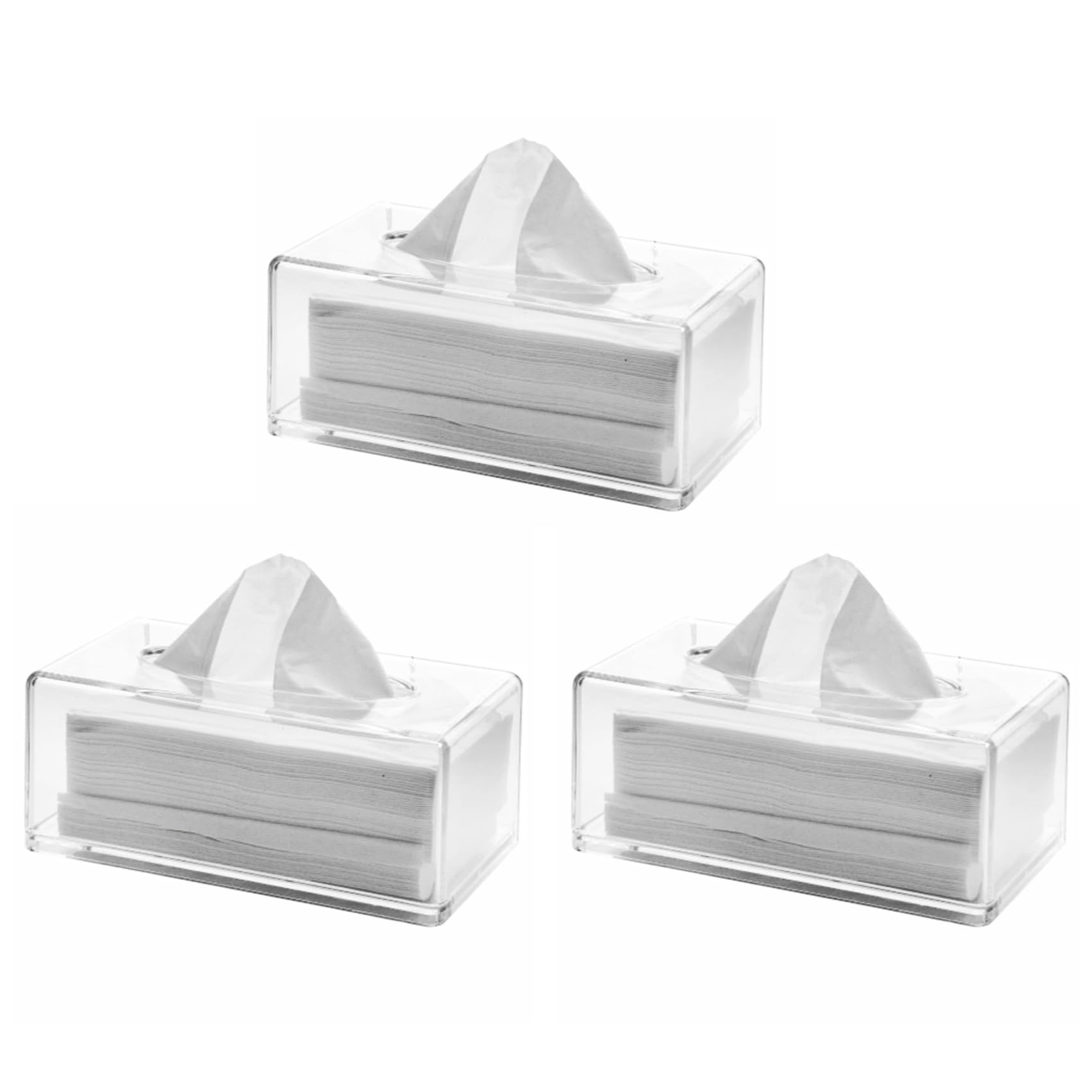 Hndhbfgrt 3X Clear Acrylic Tissue Box Holder with Cover Tissue Dispenser Box for Countertop,Clear Plastic Dryer Sheet A