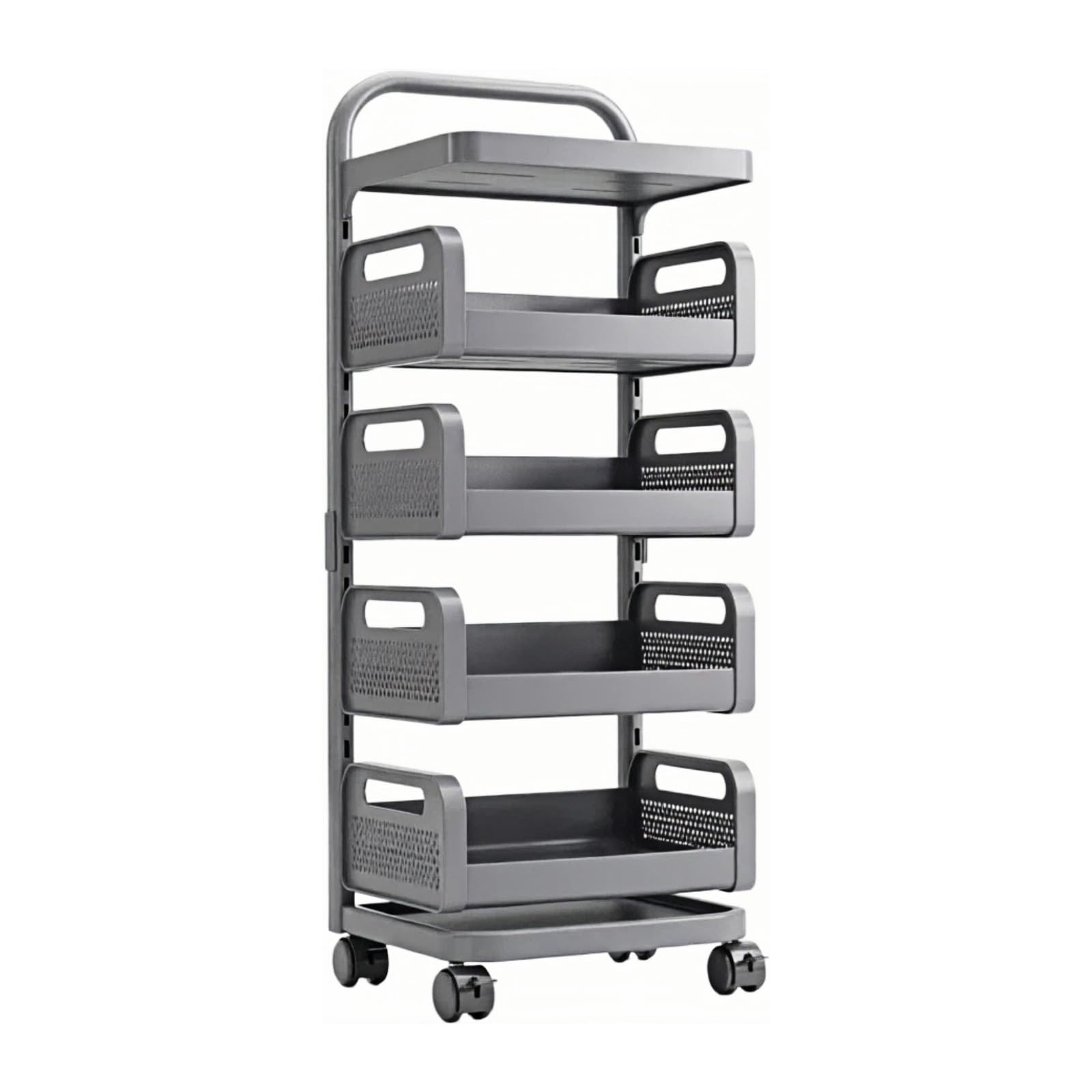 FZL02068LM Kitchen Trolley Kitchen Rolling Cart Multi-Tier Pot and Vegetable Rack Cookware Storage Shelf(Black)