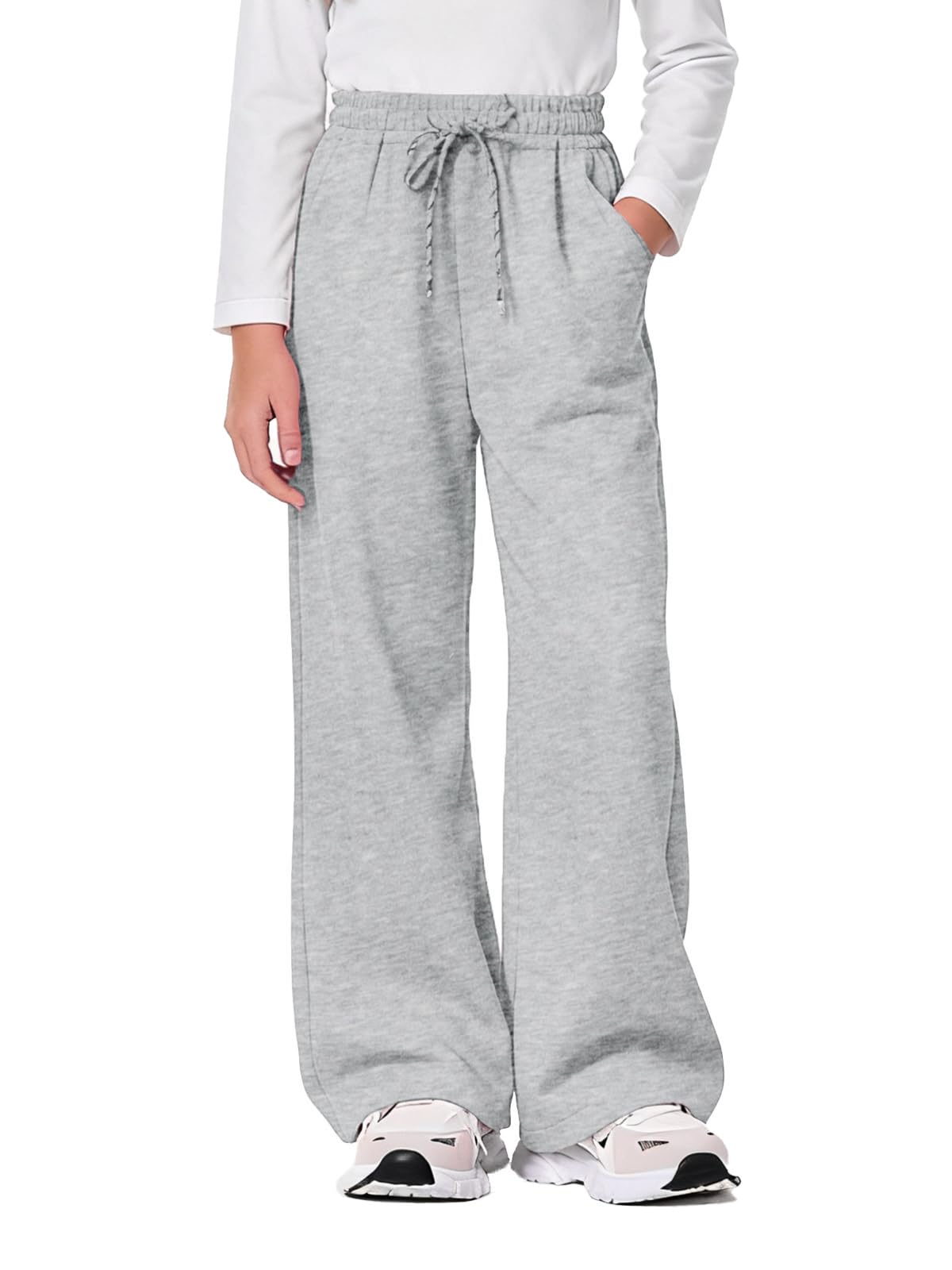 Girls Sweatpants Straight Leg Bggy Drawsting Sweatpants for Girls Kids Solid Athletic Trackpants 5-14Y