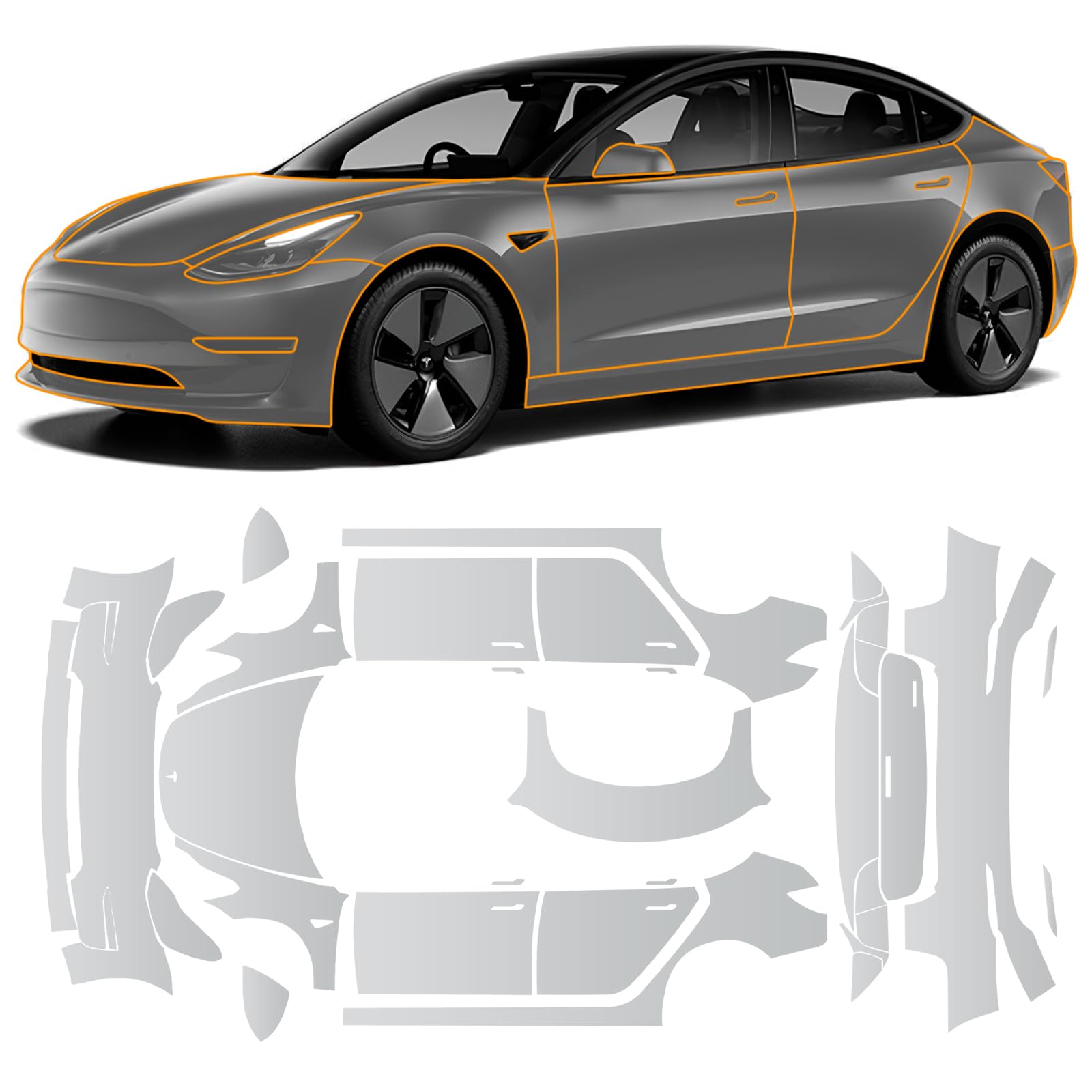 FDAIUN for Tesla Model 3 2020 2021 2022 2023 8.5mil Precut Car Paint Protective Film PPF Gloss Clear Invisible Self Adhesive TPU Rainproof Waterproof HD Film Scratch Protector Exterior Accessories