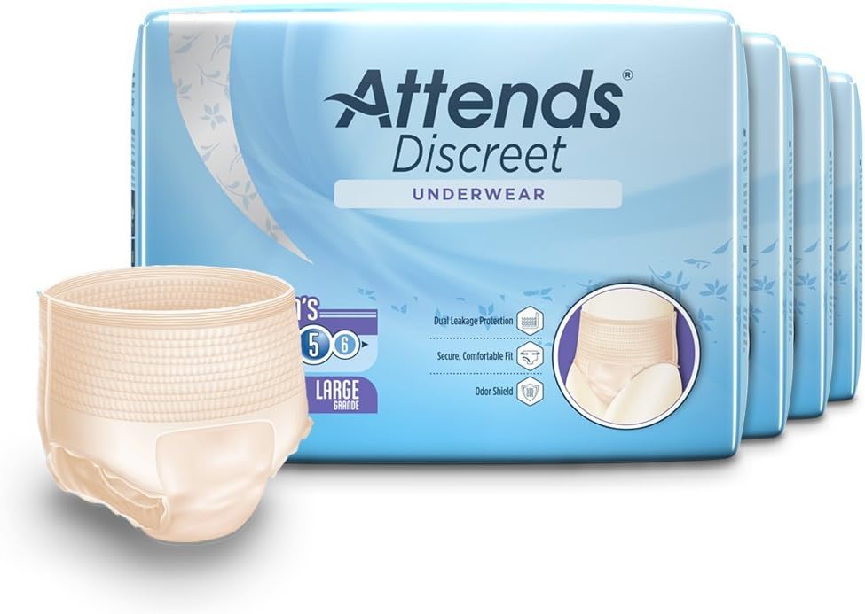 Attends Discreet Incontinence Care Women's Protective Underwear with Dual Leakage Protection, Medium, 80Count : Health & Household