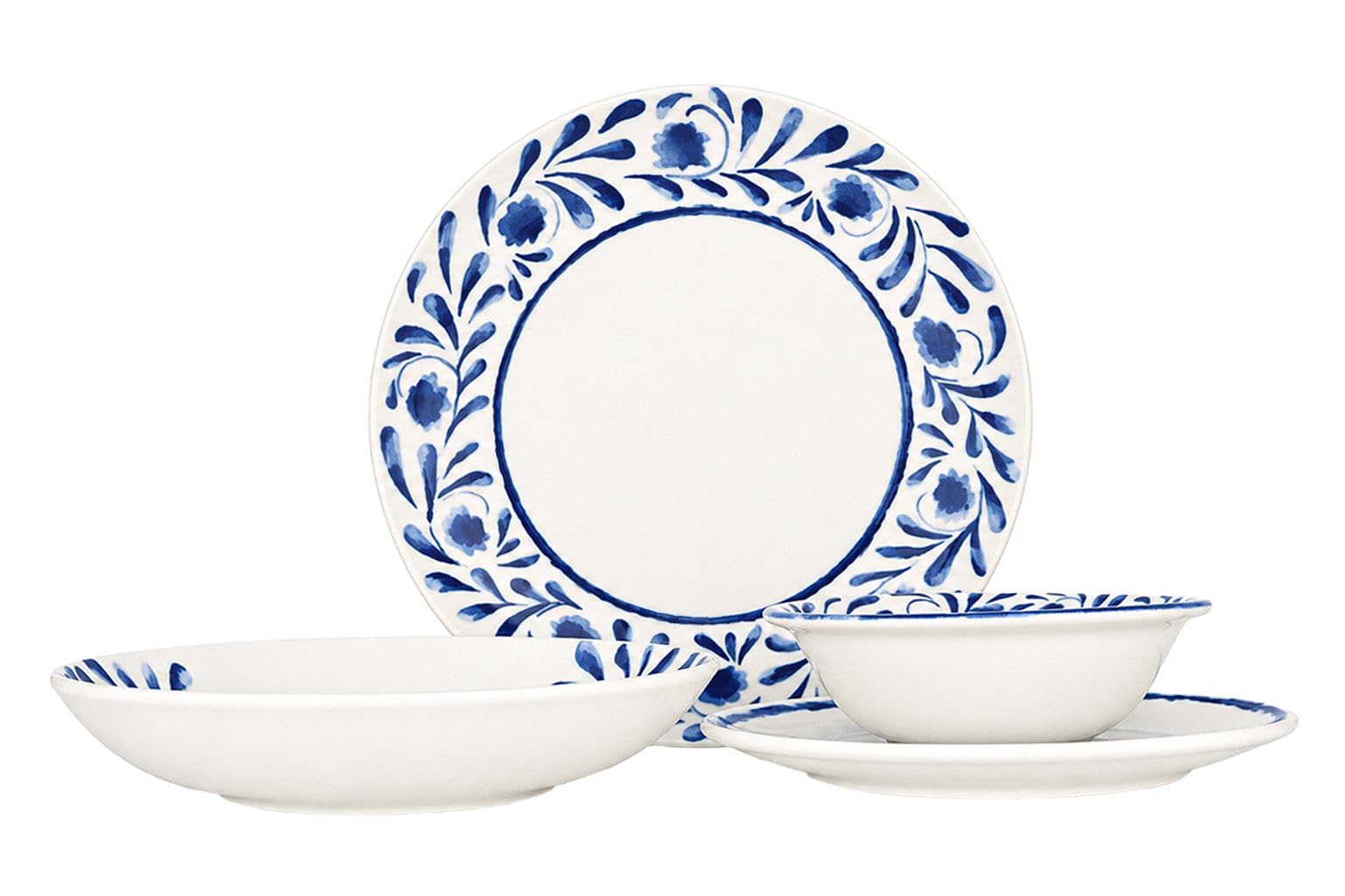 Bonna Ensembles de vaisselle (Medium) - Lavis Blue - 24 pièces - 6 Personnes - Porcelaine