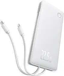 Carregador Portátil Baseus Digital Display Power Bank carregamento rápido 15W/20W/22.5W (Branco 22.5W, Milliamp Hours, 10000)