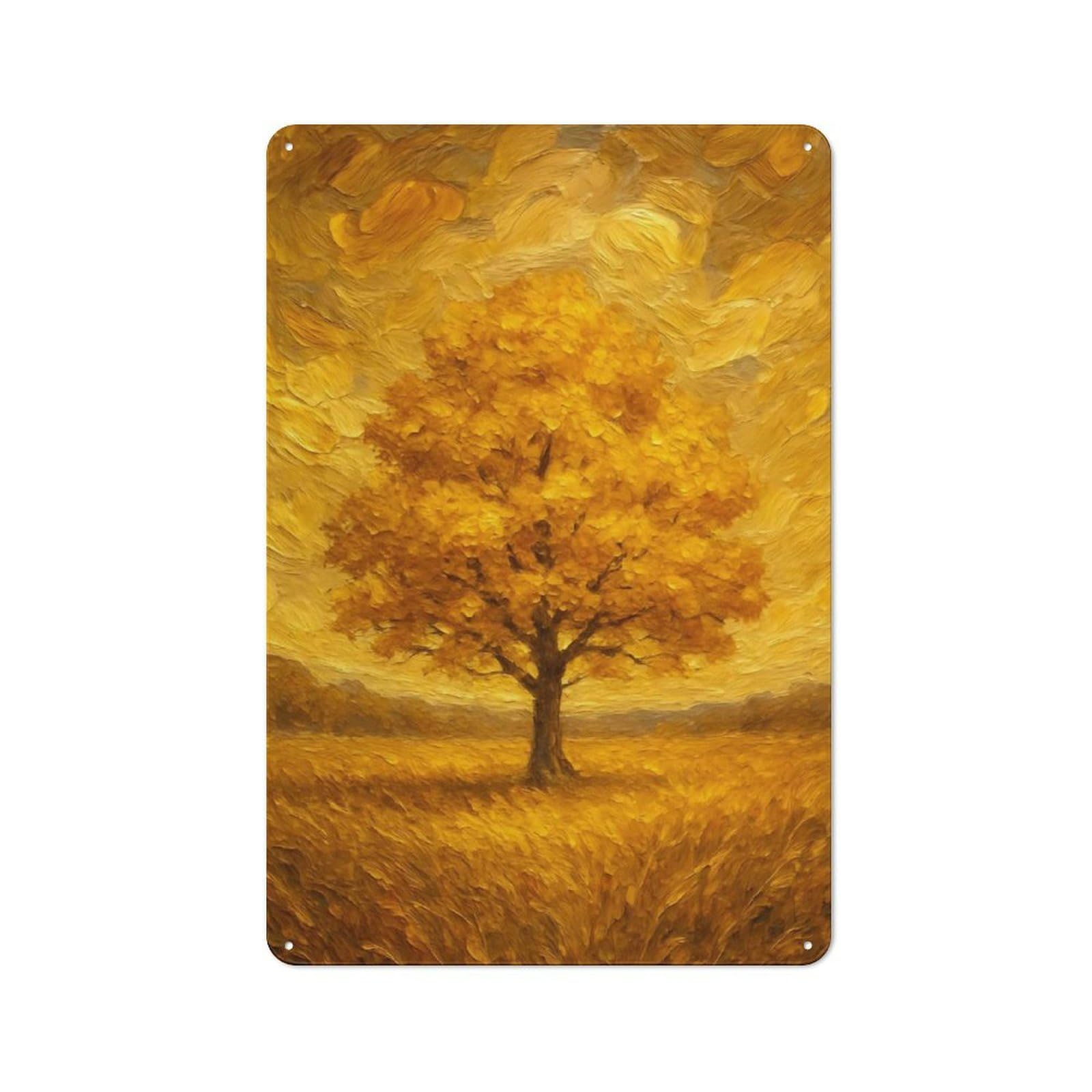 Junmoney Golden Tree In Field Vintage Tin Sign 30X20cm With For Man Cave Or Games Room, For Games Room Collectors
