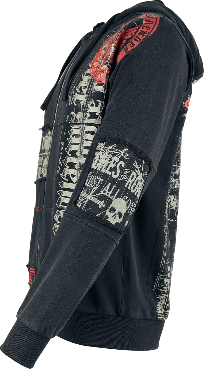 Rock Rebel by EMP Hombre Capucha con cremallera Original Sinners Chaqueta con capucha Gris