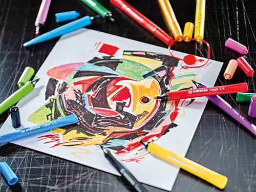 Image of STABILO Felt Medium Tip Pen Cappi Arty - Wallet of 18,+ 2 Cap-Rings, Multicolor