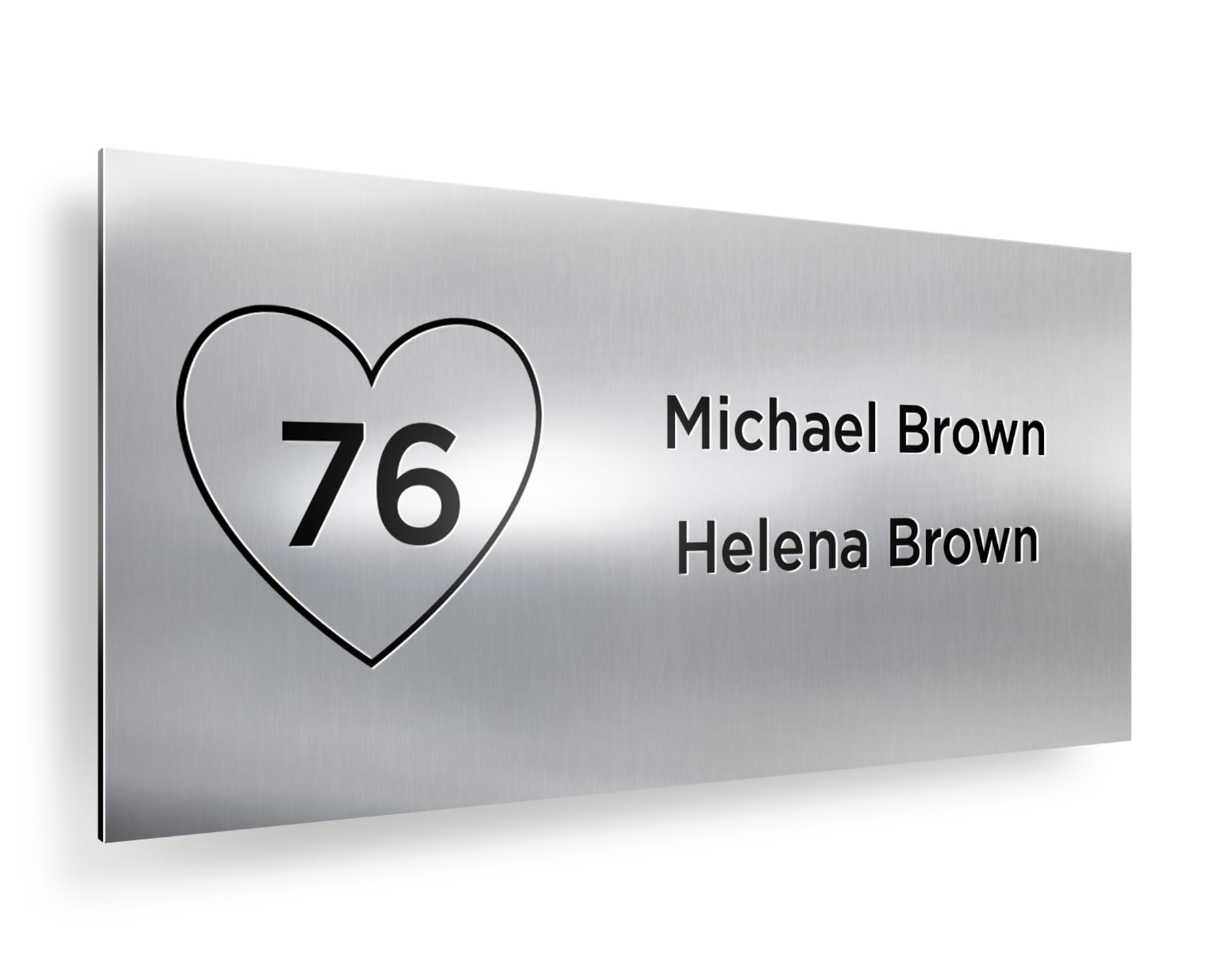 mubusi Engraved Letterbox Plaque 10 x 4 cm – Personalised – Metallic Aluminium Effect Plastic with Name and Number