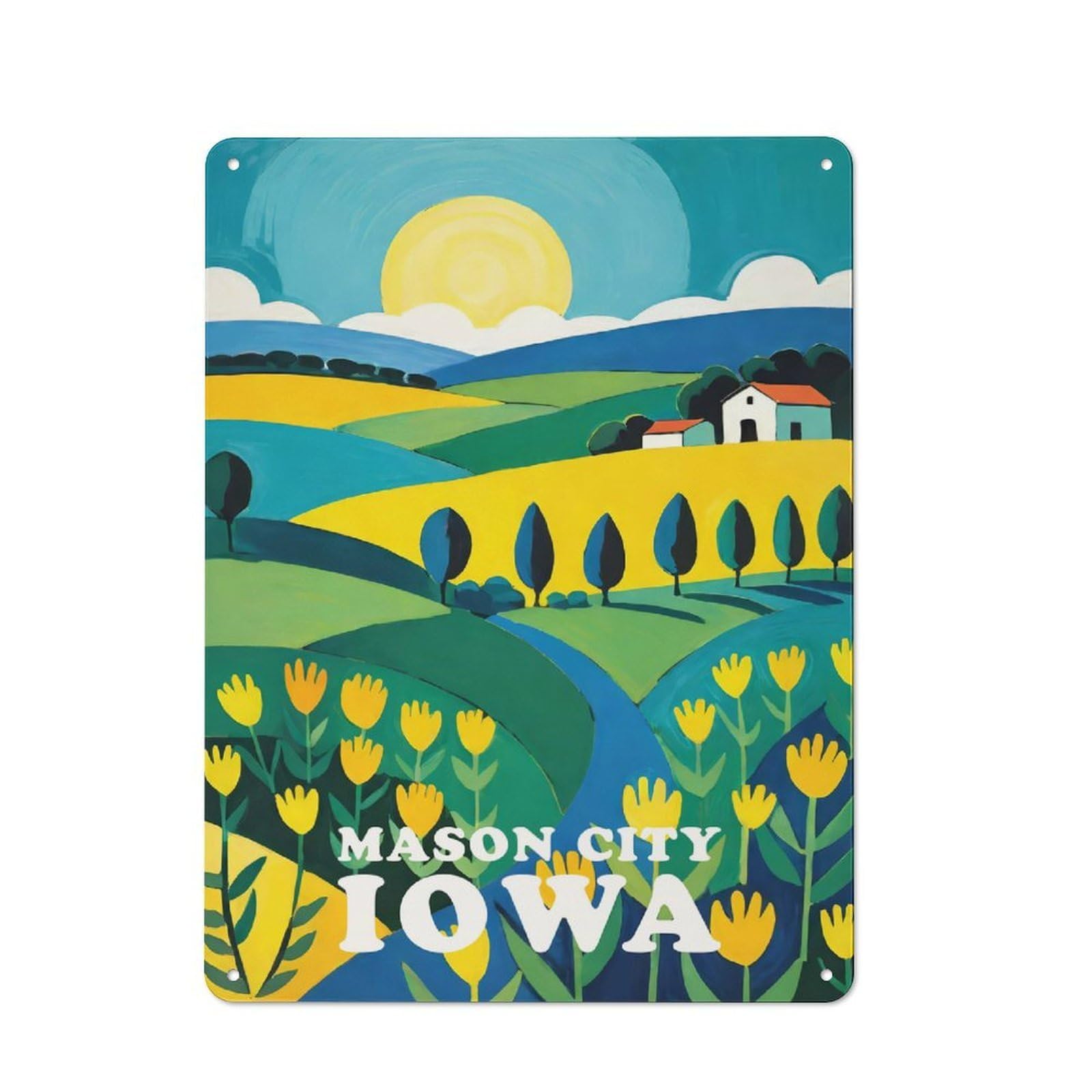 Junmoney Style-19 Cottage Style Mason City Iowa Sunrise Country Metal Sign 40X30cm, Farmhouse Wall Decor For Farmhouse Kitchen, Pantry Or Dining Area
