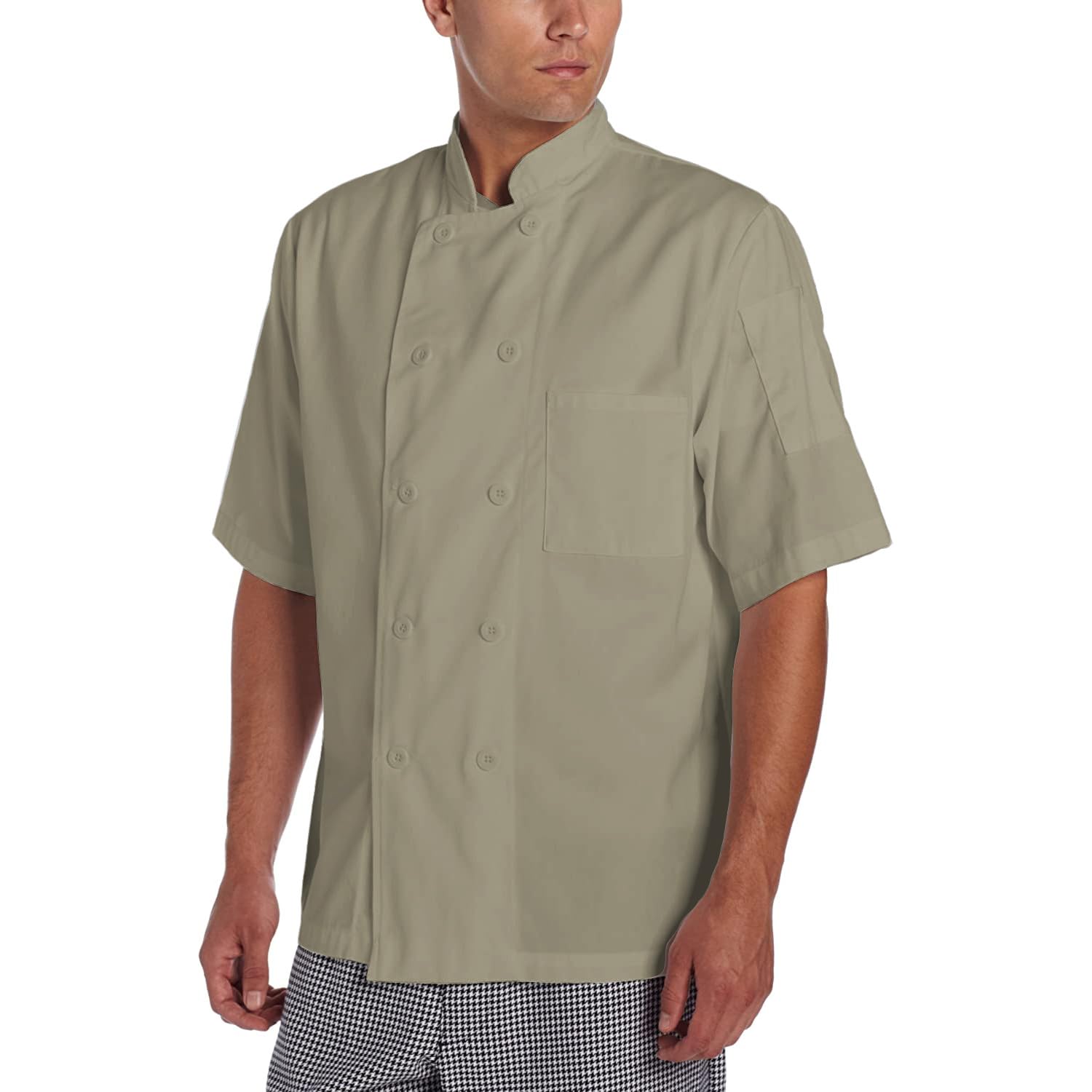 Chef Code Men's Short Sleeve Unisex Classic Chef Coat, Khaki, X-Large