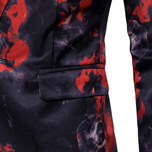 Miniatura 6 de DGKaxiyaHM Chaqueta estampada de un solo botonadura con un botón para hombre, ajuste delgado, traje deportivo de rendimiento holgado, ligero con