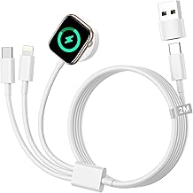 3 en 2 Chargeur A-pple Watch, 2M Cable A-pple Watch USB C avec Lightning Cable Chargeur Montre pour iWatch 10/9/8/7/6/5/4/3/SE/Ultra, iPhone 16/15/14/13/12/11 Pro Max