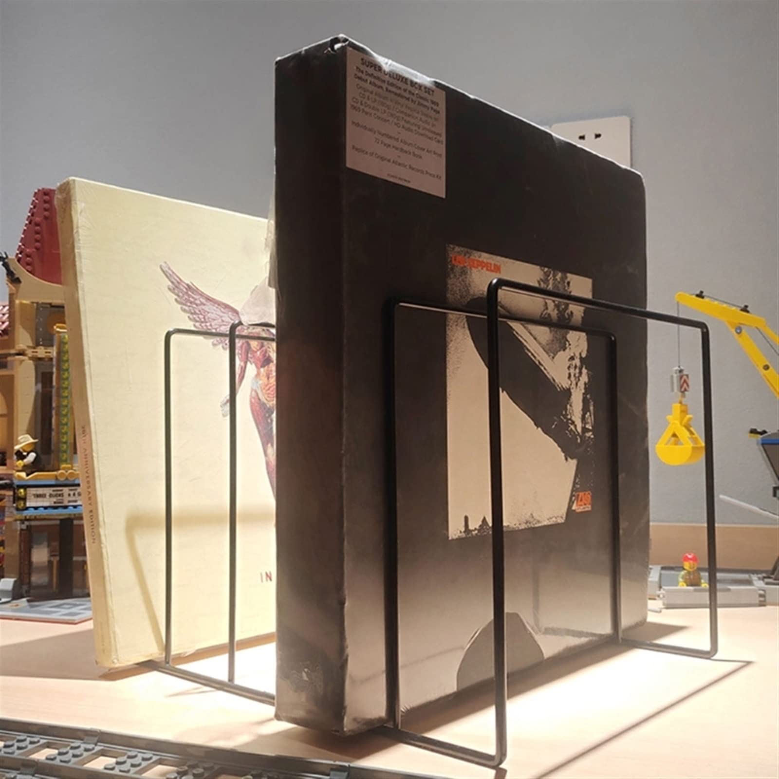 Soporte para CD Soporte de almacenamiento de discos de vinilo de escritorio, estante de exhibición de discos de vinilo de alambre metálico, estante de almacenamiento de colección de discos giratorios,