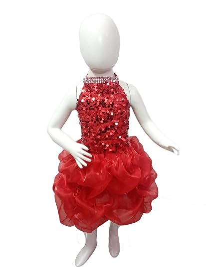 BookMyCostume Red Balloon Frock Western Dance Costume Dress for Girls - Premium