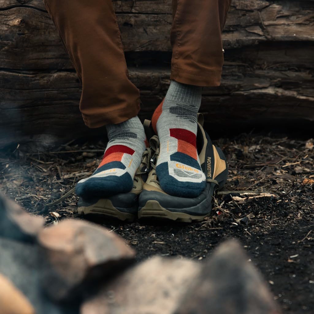 GRIP6 Crew Socks - Merino Wool Socks Made in the USA, Lightweight Wool Hiking Socks, Crew Socks for Men and Women