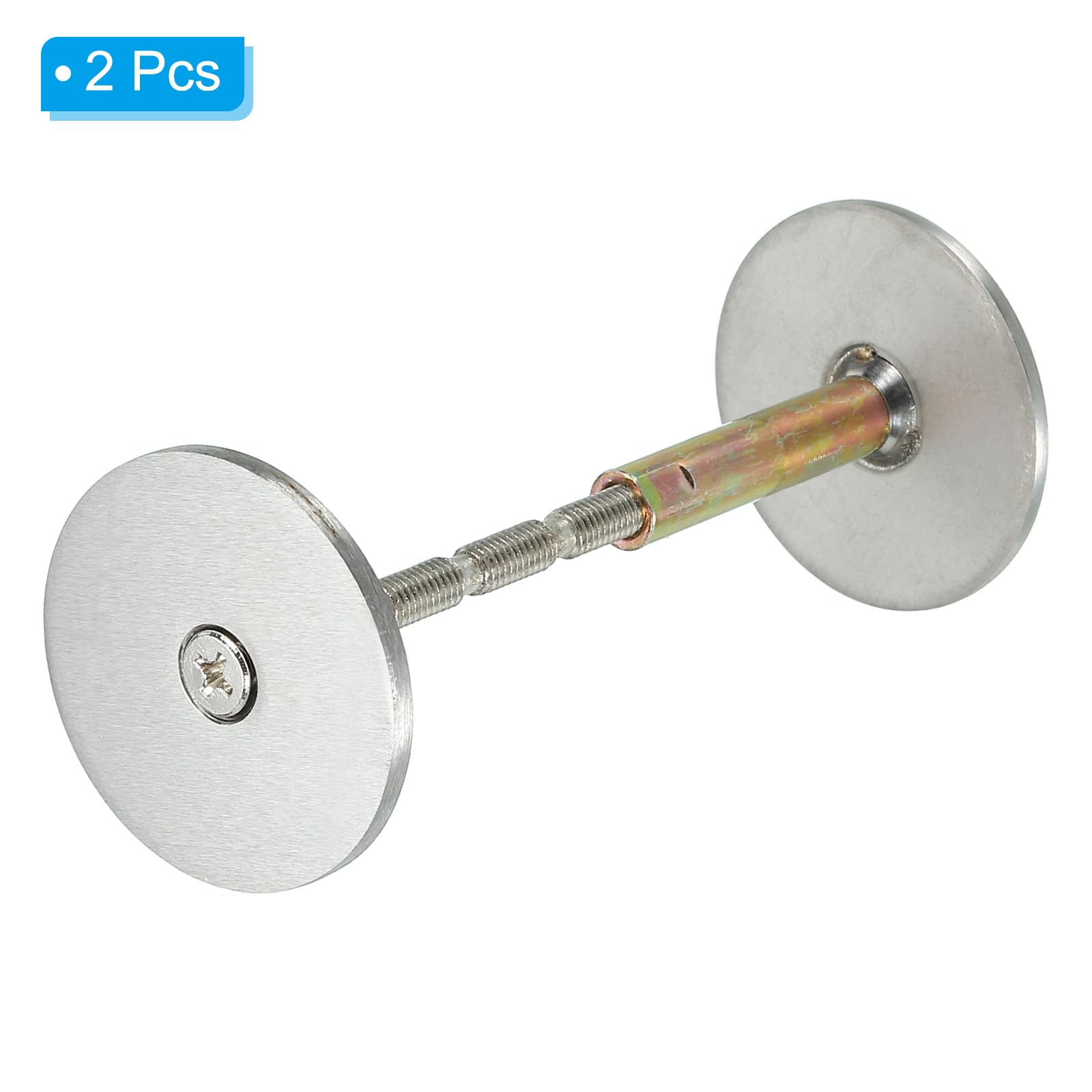 PATIKIL Porte Bouton Trou Couvercle Plaque, 2 Paquet 1 9/16" Dia. Pêne Dormant Couvercle Plaque Porte Trou Remplissage Plaque pour 1 1/32" à 1 3/8" Trous, Brossé Satiné Nickel