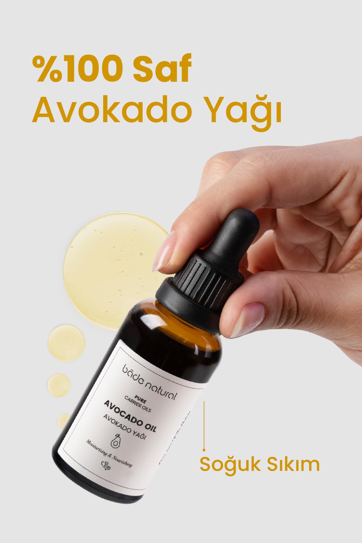 Bade Natural Avokado Yağı Soğuk Sıkım%100 Saf 30 ml