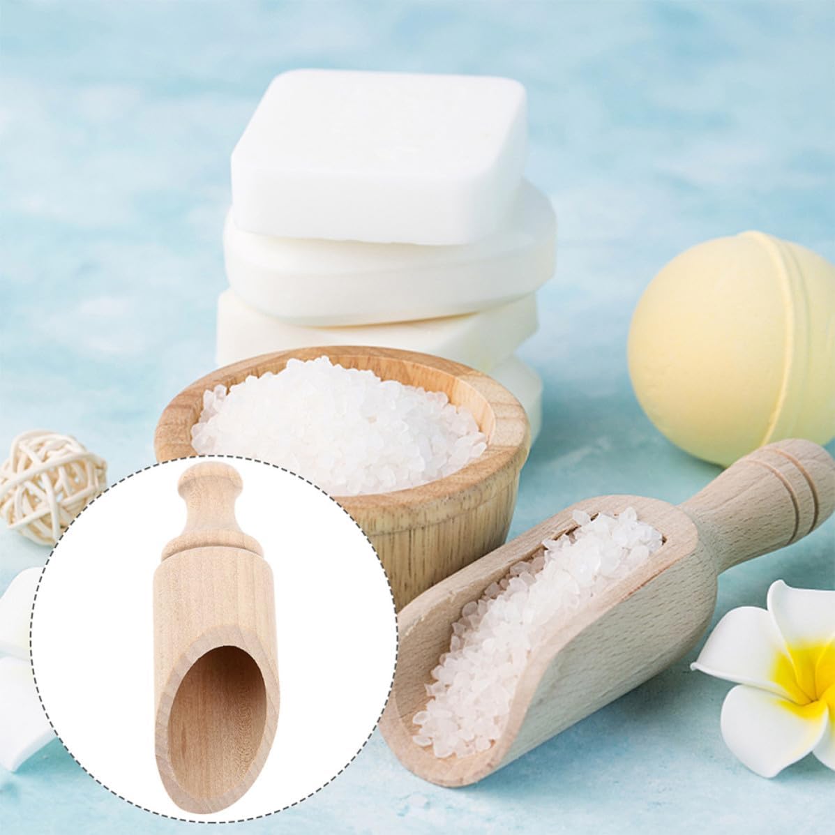 Wood Tea Scoops 4pcs Wooden Kitchen Spoons with Smooth Edges Xmas