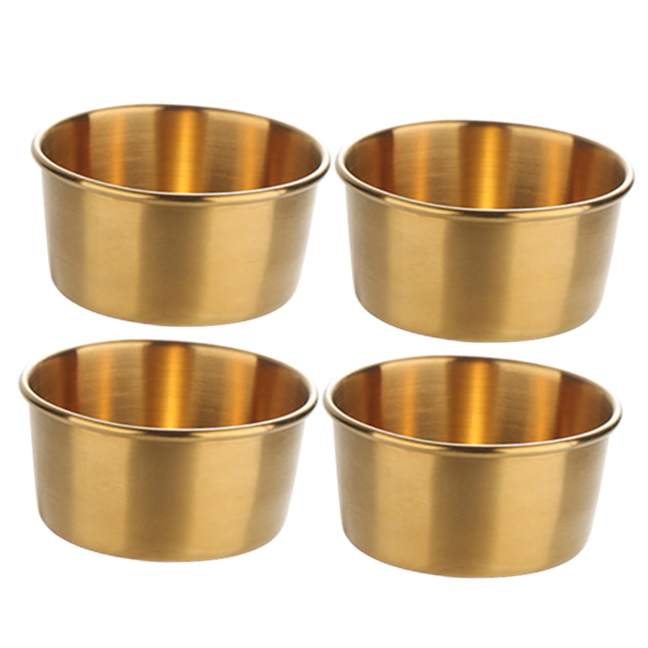 GRIRIW 4pcs Sauce Plate Dip Cups Appetizer Bowls Prep Bowl Sauces Dipping Cups Sauce Dipping Cups Dipping Bowls Trellis Panel Sauce Dish Sauce Cup Seasoning Bowls Stainless Steel Golden
