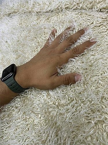 Luxurious Ivory 1.5-Inch Pile Curly Llama Faux Fur Fabric - 2-Way Stretch, 60-Inch Wide, Sold by Continuous Yard 5 Luxurious Ivory 1.5-Inch Pile Curly Llama Faux Fur Fabric - 2-Way Stretch, 60-Inch Wide, Sold by Continuous Yard - Image 4