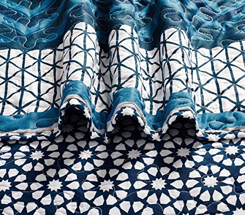 Slpr Dreamcatcher 3-Piece Coastal Bedding Set - Queen Size Quilt With 2 Shams: Modern Blue And White Bedspread, Lake House Décor Quilted Blanket, Lightweight Lodge Coverlet, Queen Bedding Sets #TOP3