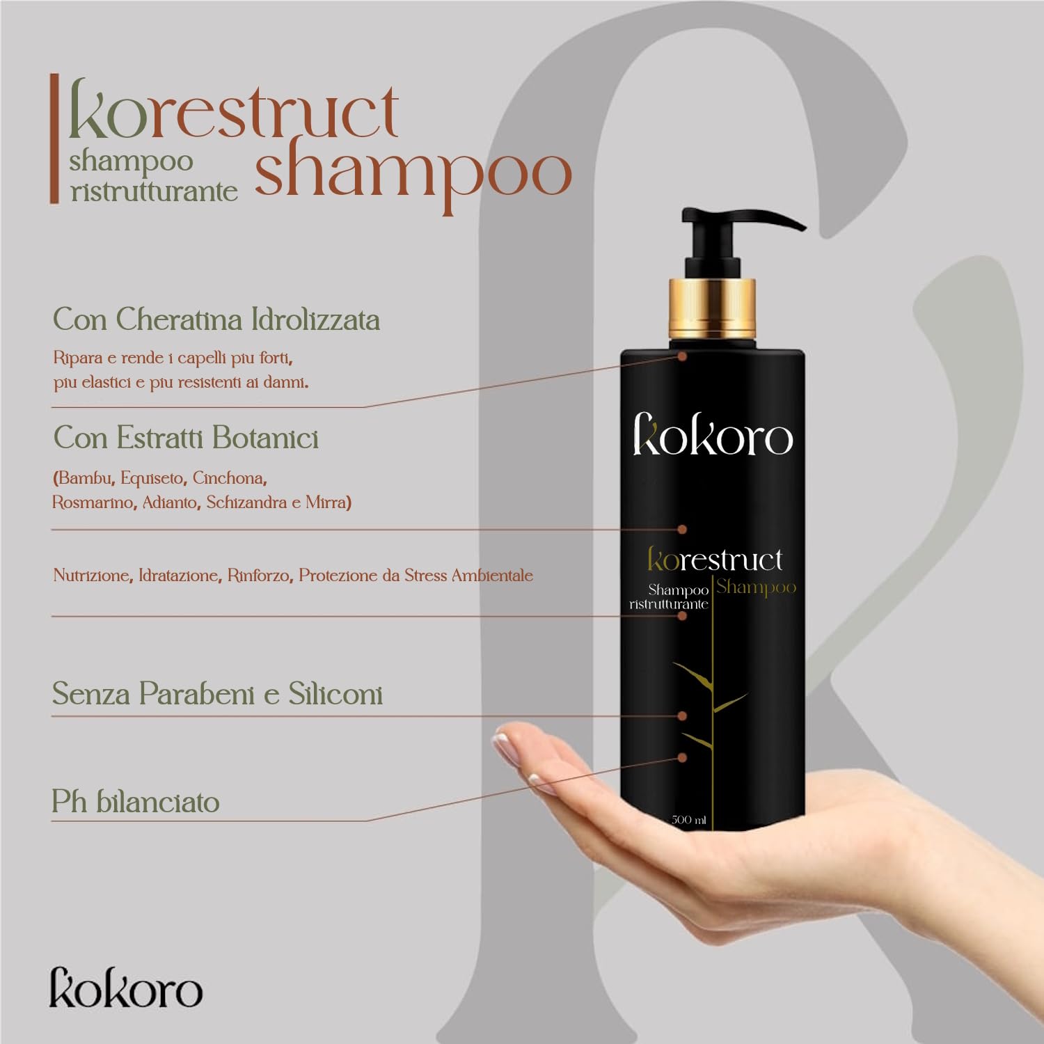 KOKORO - Korestruct Shampoo - Professional Regenerating Shampoo with Keratin - 500ml, 500 ml (Pack of 1) - Image 3