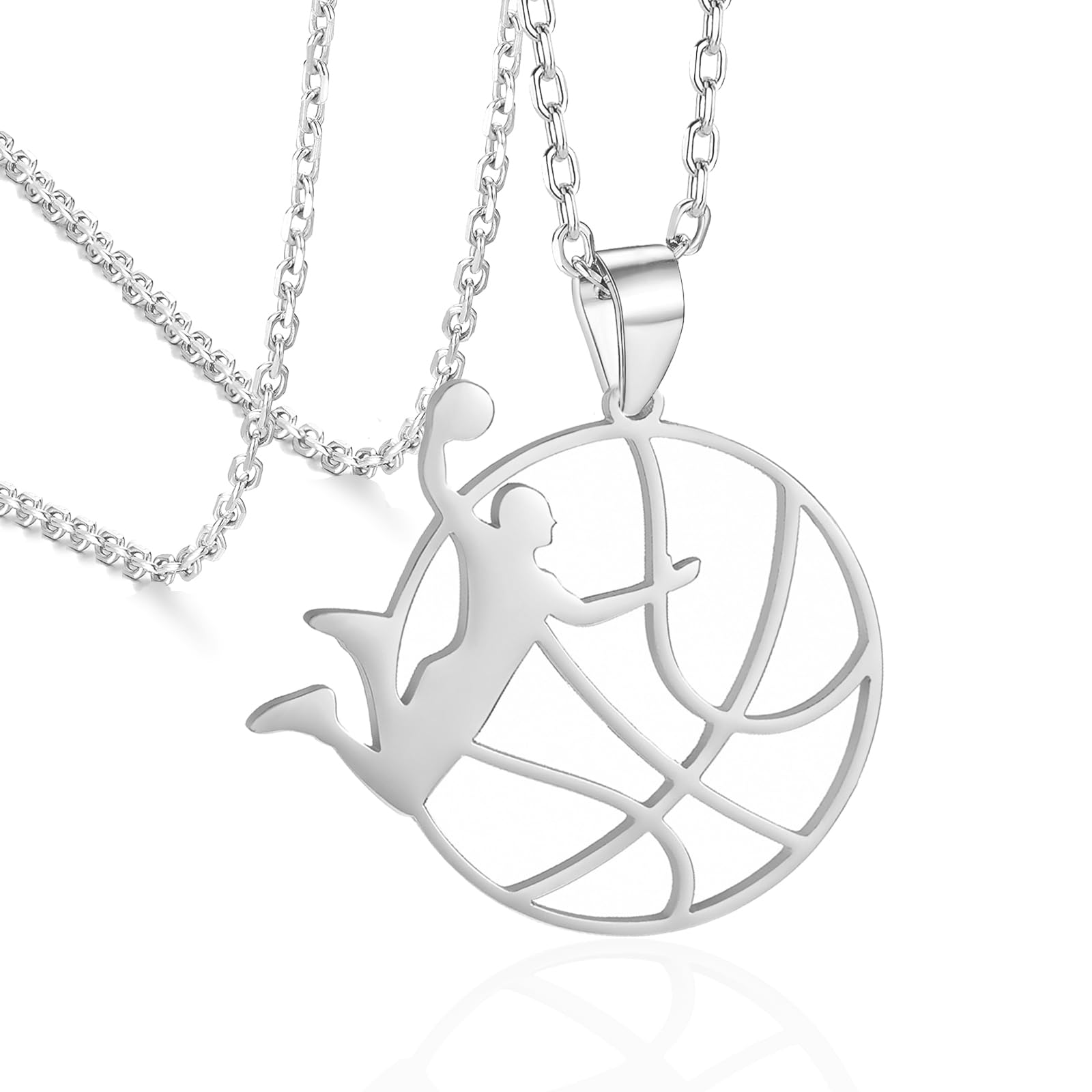 BNQL Collana con ciondolo sportivo per amanti del basket, regalo per uomini, ragazzi, donne, ragazze, Acciaio inossidabile