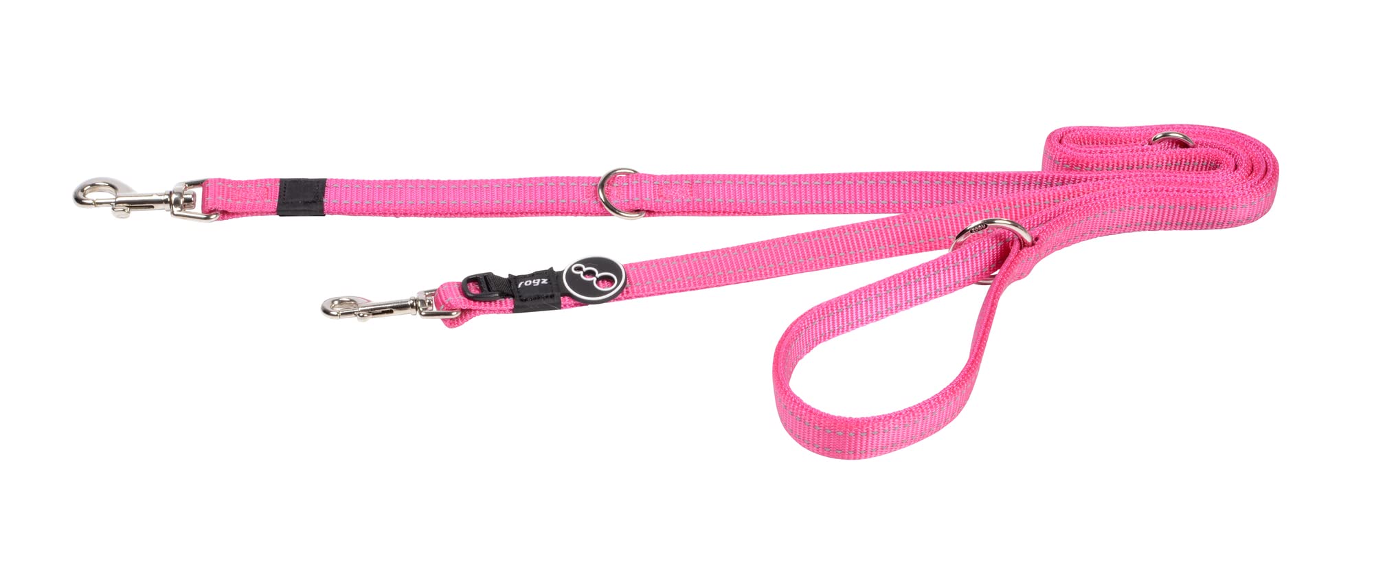 Laisse réfléchissante Rogz Snake rose à haute visibilité nocturne