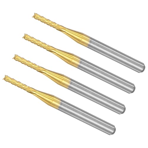 CoCud Corn End Mills, 1.6mm Cutting Diameter 3.175mm 18" Shank, Ti-Coated Solid Carbide Left Hand CNC Router Bits Milling Tools - (Applications for