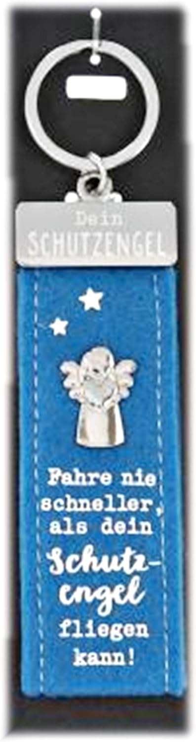 Depesche 10890.012 Felt Keyring with Guardian Angel and Wording I Protect You On All Your Paths Blue Approx. 15 cm