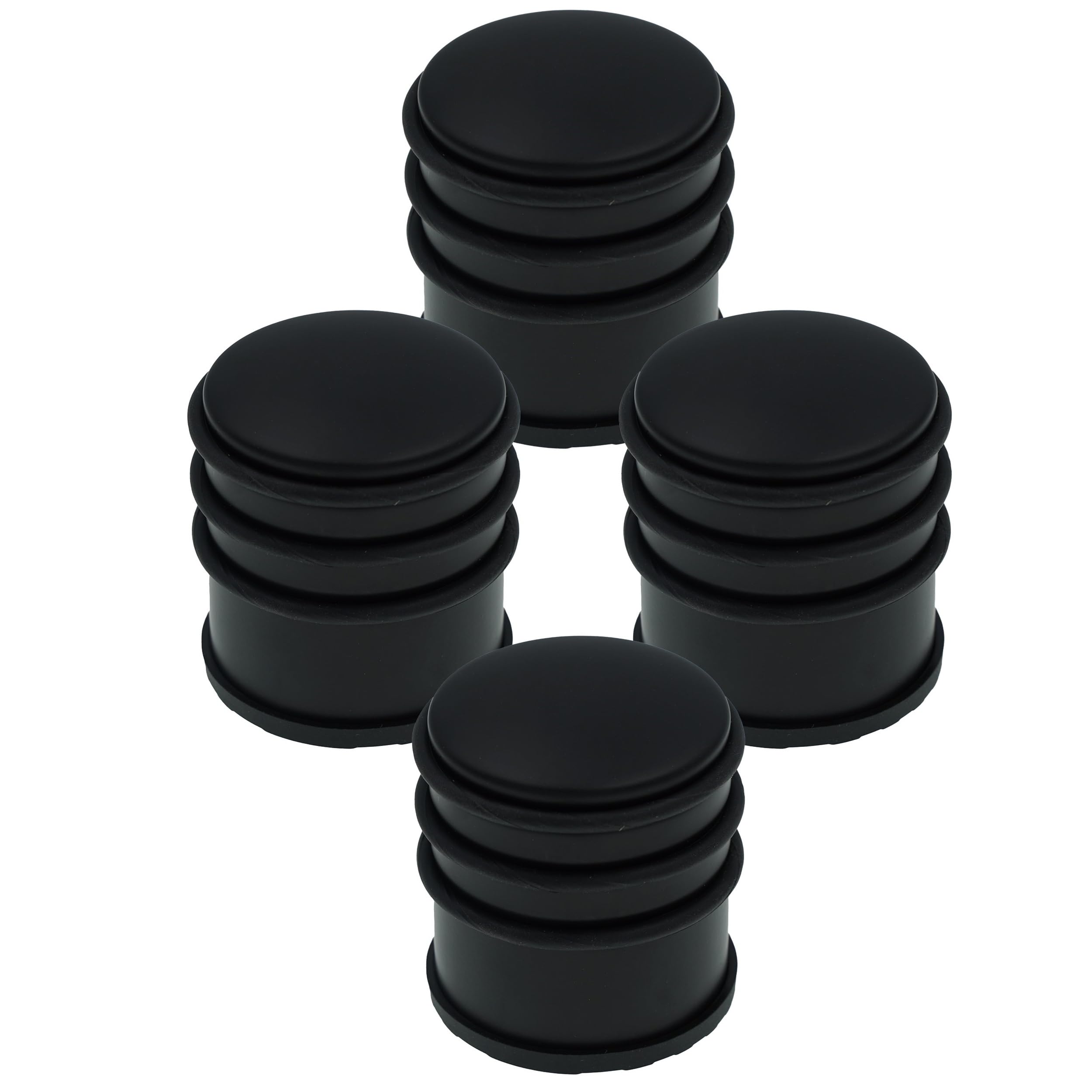 HRB Türstopper Edelstahl hoch massiv 4 Stück- Schwerer Türstopper Boden mit modernen Design, Door Stopper versehen mit Gummiring zum Schutz der Türen (Schwarz)