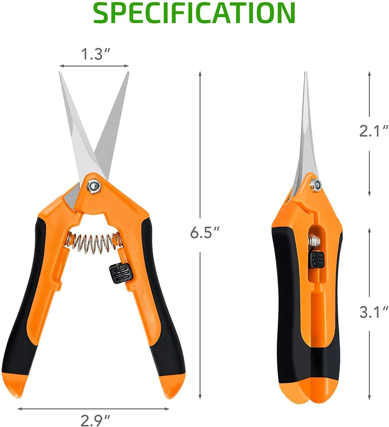 iPower 6-Pack 6.5 Inch Garden Hand Pruner Shears with Straight Stainless Steel Blades Scissors, for Hydroponic Trimming Herb/Flowers/Vegetables/Plants, Orange