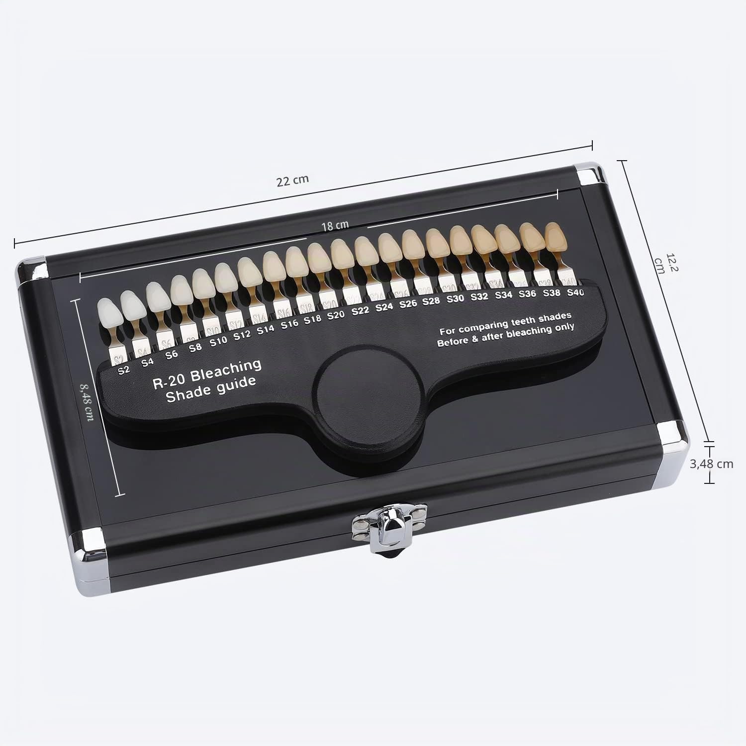 Dental Shade Guide Professionelle 3D R-20 Zahnaufhellung Diagramm mit 20 Farben Zahnschattierungsführung mit Spiegel