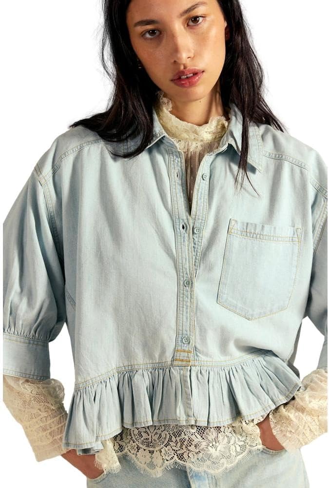 Free People Womens Bailey Denim Shirt - Image 6