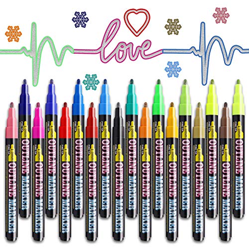 YITHINC Stylo Magique,18 Couleurs Magic Marker Feutres Paillettes Marqueur Metallique Magique pour Scrapbooking,Liner Dessin,Cadeau Noel,Jouet Enfant 3-12 Ans,Calendrier de L'avent Enfant