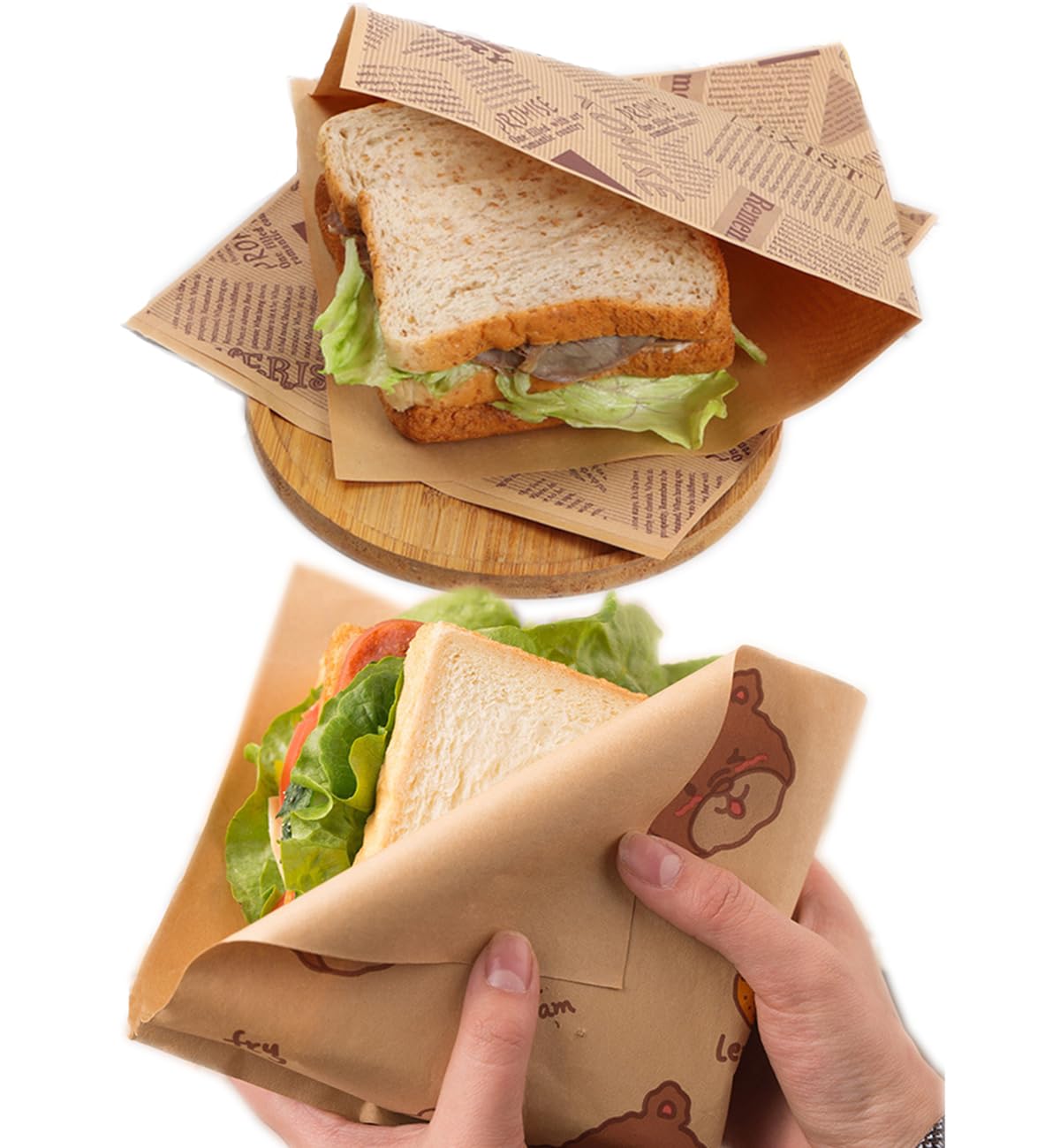 Soft Pretzel Bags 100Pcs, Sandwich Burger Food-grade Non-Stick Paper Grease Resistant, Double Open Bags Paper