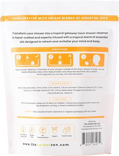 Miniatura 9 de Tropical Refresh Shower Steamers Aromatherapy with Citrus Essential Oils,Made in the USA Shower Bomb Aromatherapy, Self Care Gift, Spa Day Gifts,