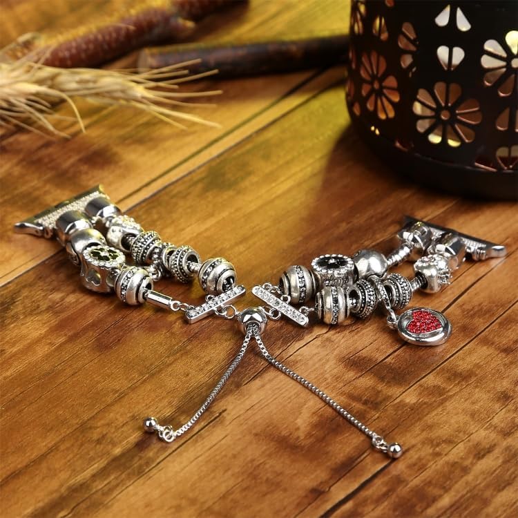 Generic DIY Strap for Apple watch Band Apple Watch Band With Charms Silver Color With A Heart. Fits With Pandora Beads And Pandora Charms.